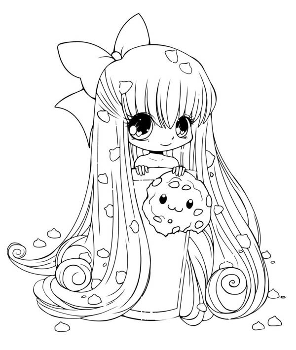 600x710 Cute Cookie Chibi Drawing Coloring Page