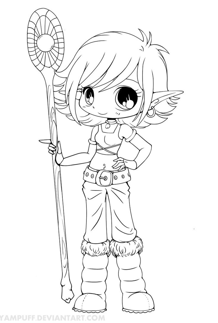 734x1087 Cute Chibi Girl Coloring Pages Printable Coloring For Kids 2018