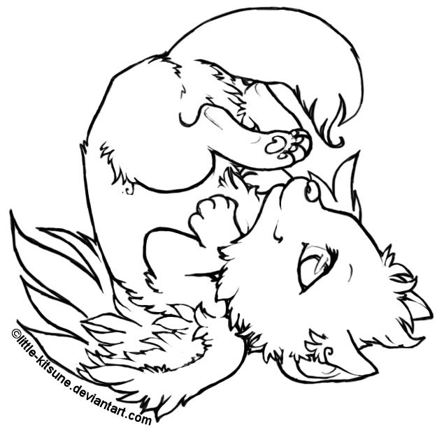 635x616 Winged Wolf Cub Lineart By Little Kitsune.jpg