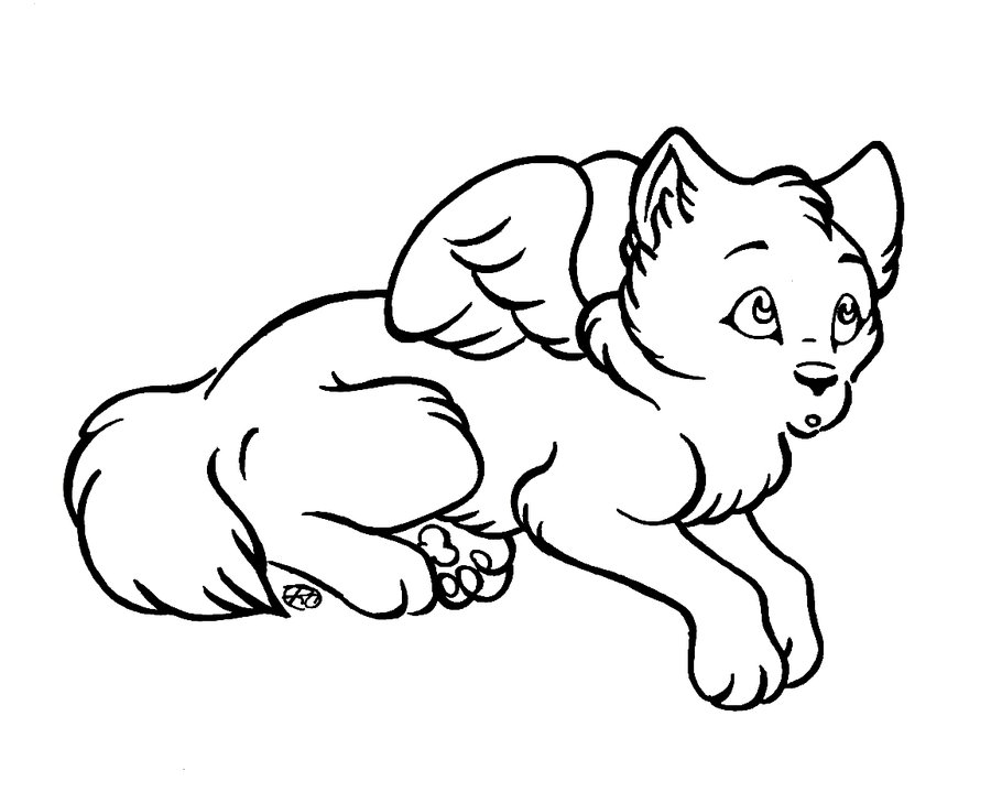 900x719 Chibi Winged Wolf Lineart By Loco Lu