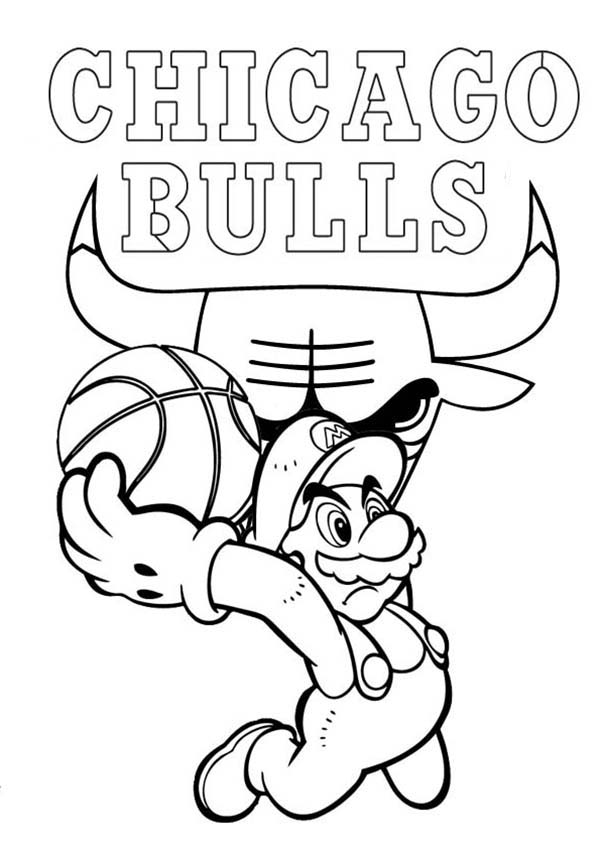 Super Mario Playing For Nba Chicago Bulls Coloring Page Color Luna 600x849 Super Mario Playing For Nba Chicago Bulls Coloring Page Color Luna