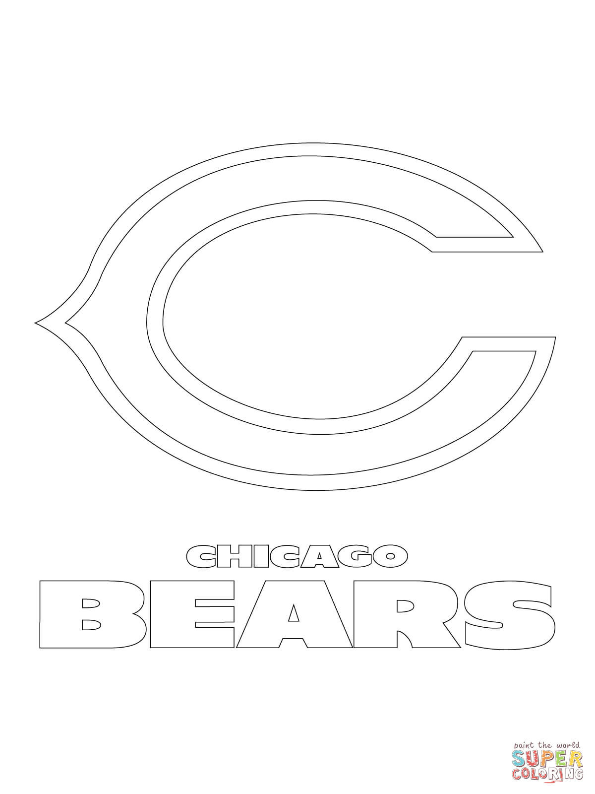 Chicago Bears Logo Coloring Page Skyline Pages 1200x1600 Chicago Bears Logo Coloring Page Skyline Pages