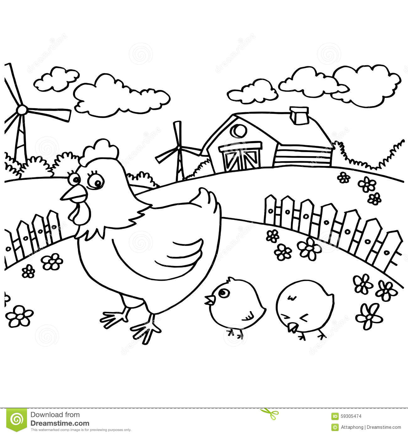 Chicken Coloring Pages Vector Image Outline 59305474 1300x1390 Chicken Coloring Pages Vector Image Outline 59305474