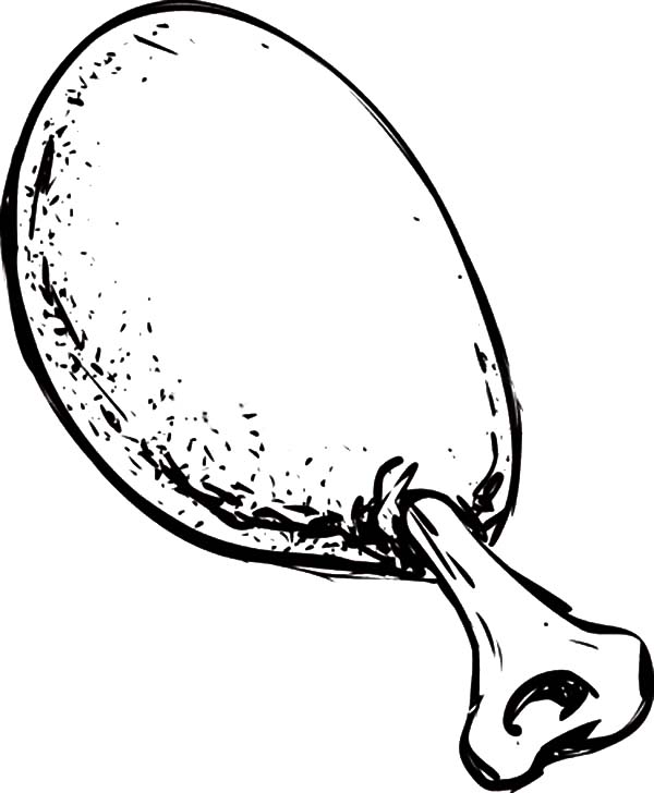 Single Roasted Chicken Drumstick Coloring Pages 600x728 Single Roasted Chicken Drumstick Coloring Pages