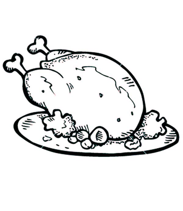 Well Cooked Roasted Chicken With Drumstick Coloring Pages 600x695 Well Cooked Roasted Chicken With Drumstick Coloring Pages