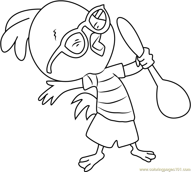 Chicken Little With Spoon Coloring Page 800x719 Chicken Little With Spoon Coloring Page