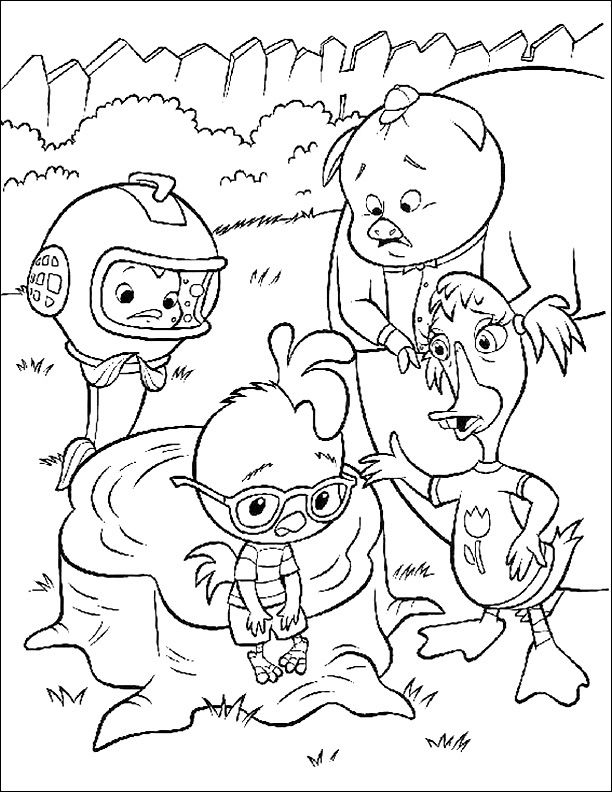 Friends Persuade Chicken Little Coloring Page 612x792 Friends Persuade Chicken Little Coloring Page