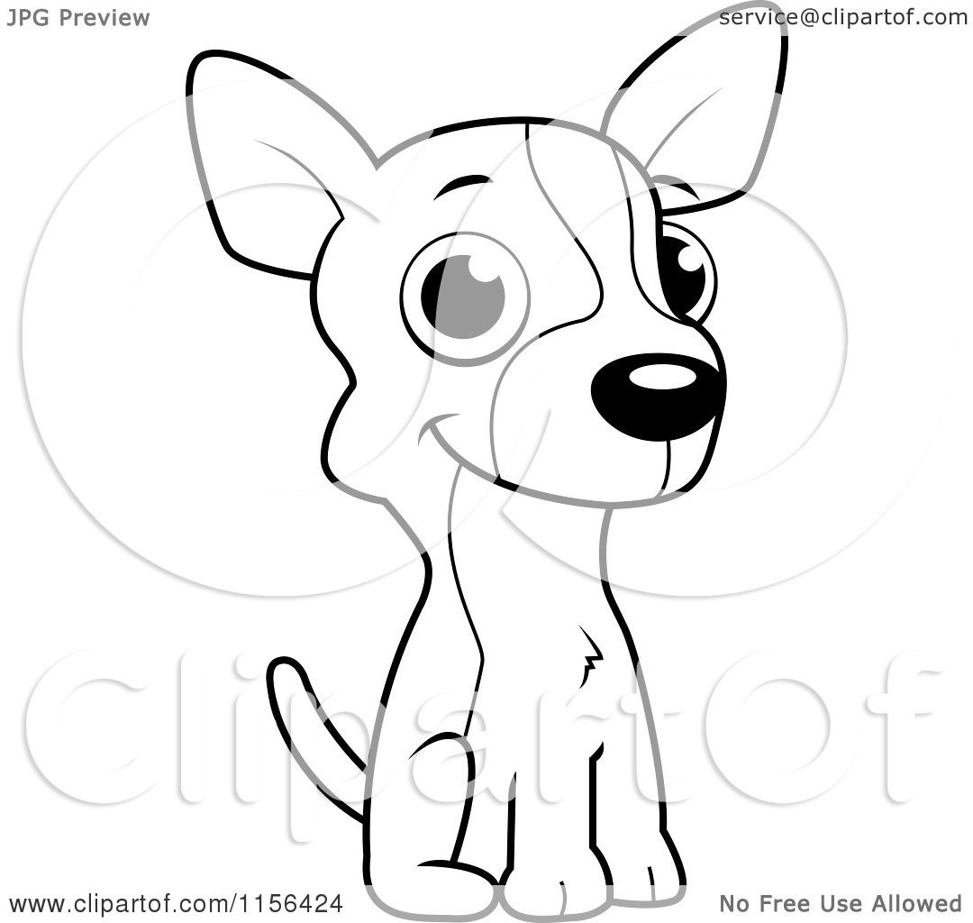 1080x1024 Cartoon Clipart Of A Black And White Cute Little Chihuahua Puppy
