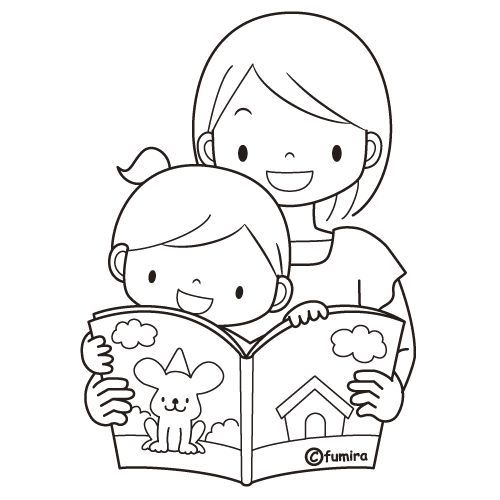 Child Reading Coloring Page