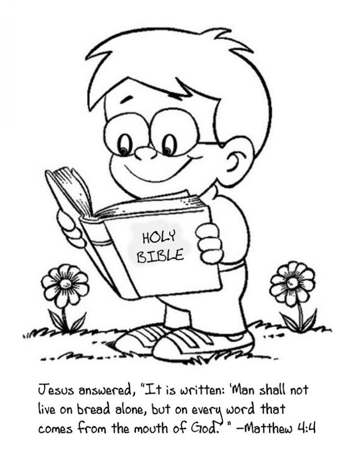 728x942 Coloring Pages Child Reading Bible