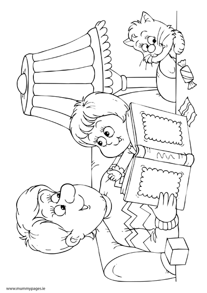 422x597 Daddy And Child Reading Colouring Page Mummypages.mummypages.ie