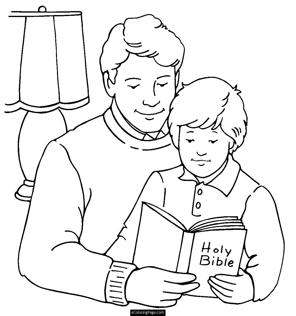 1200x1280 Miracle Child Reading Coloring Page Successful Book Dad Happy