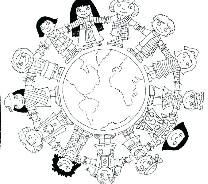 Around The World Coloring Pages Children Around The World Coloring 678x600 Around The World Coloring Pages Children Around The World Coloring