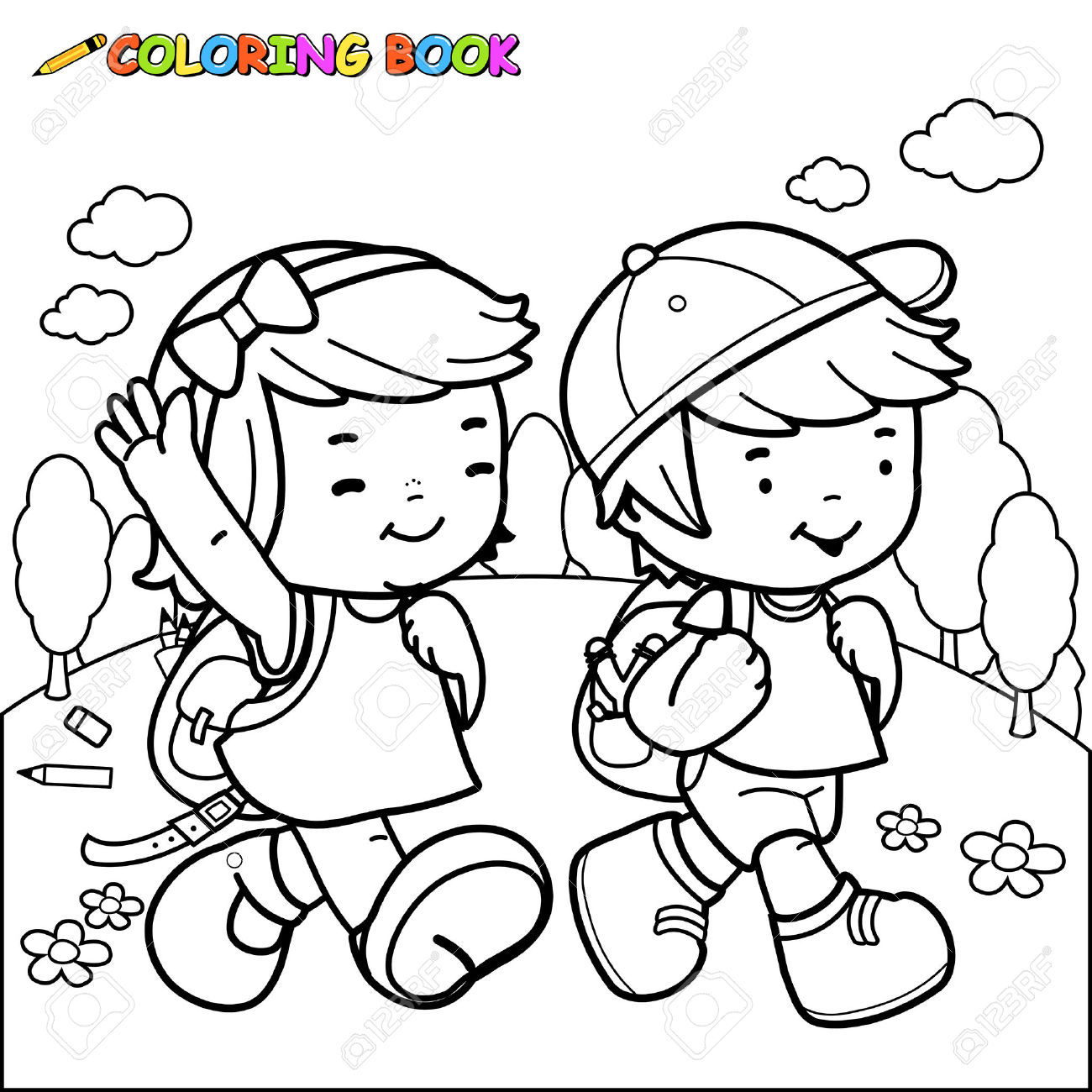 1300x1300 Drawing Of Child Going To School Coloring Pages Printable. Awesome
