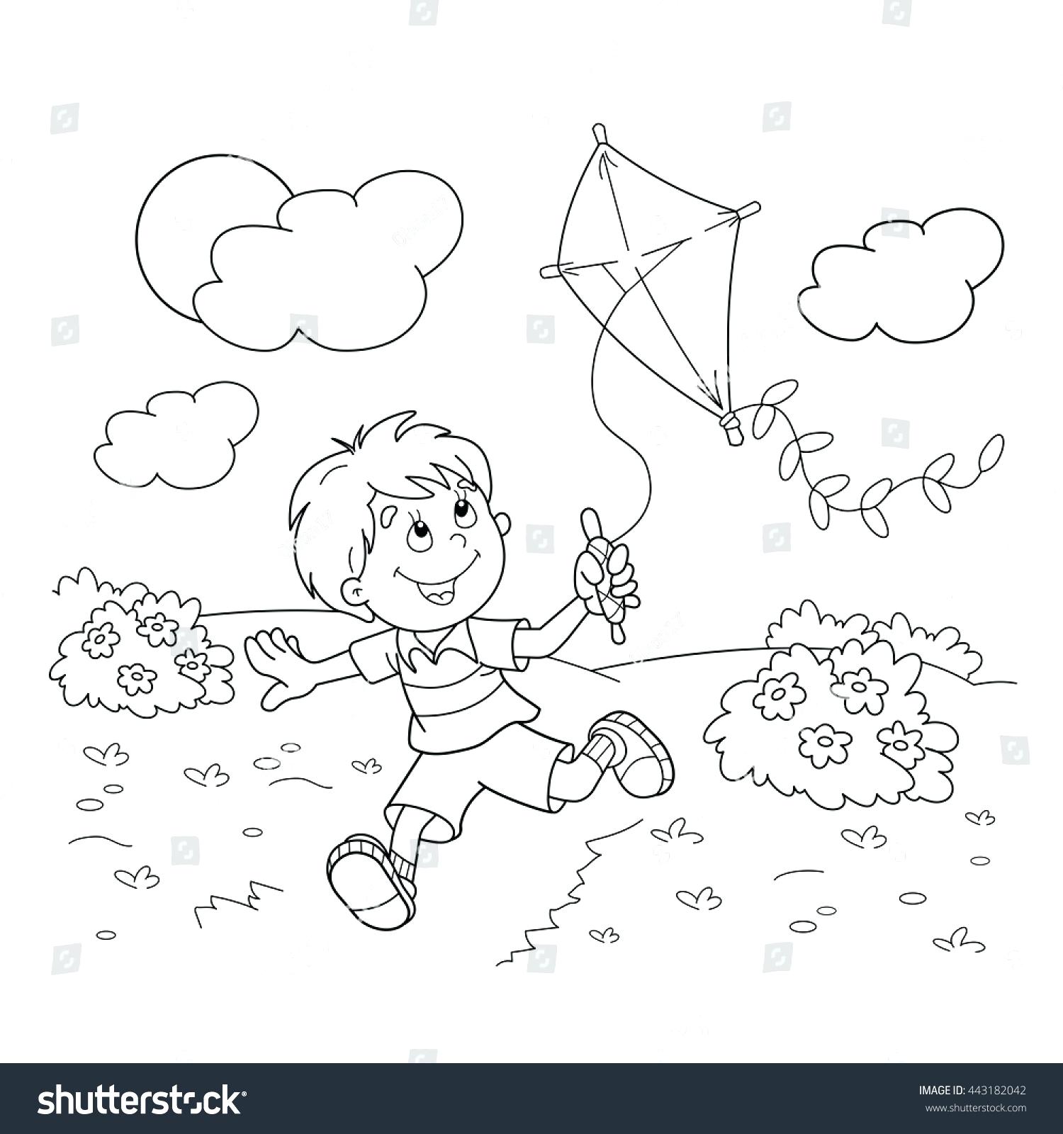 Children Flying Kites Coloring Pages at GetColorings.com | Free ...