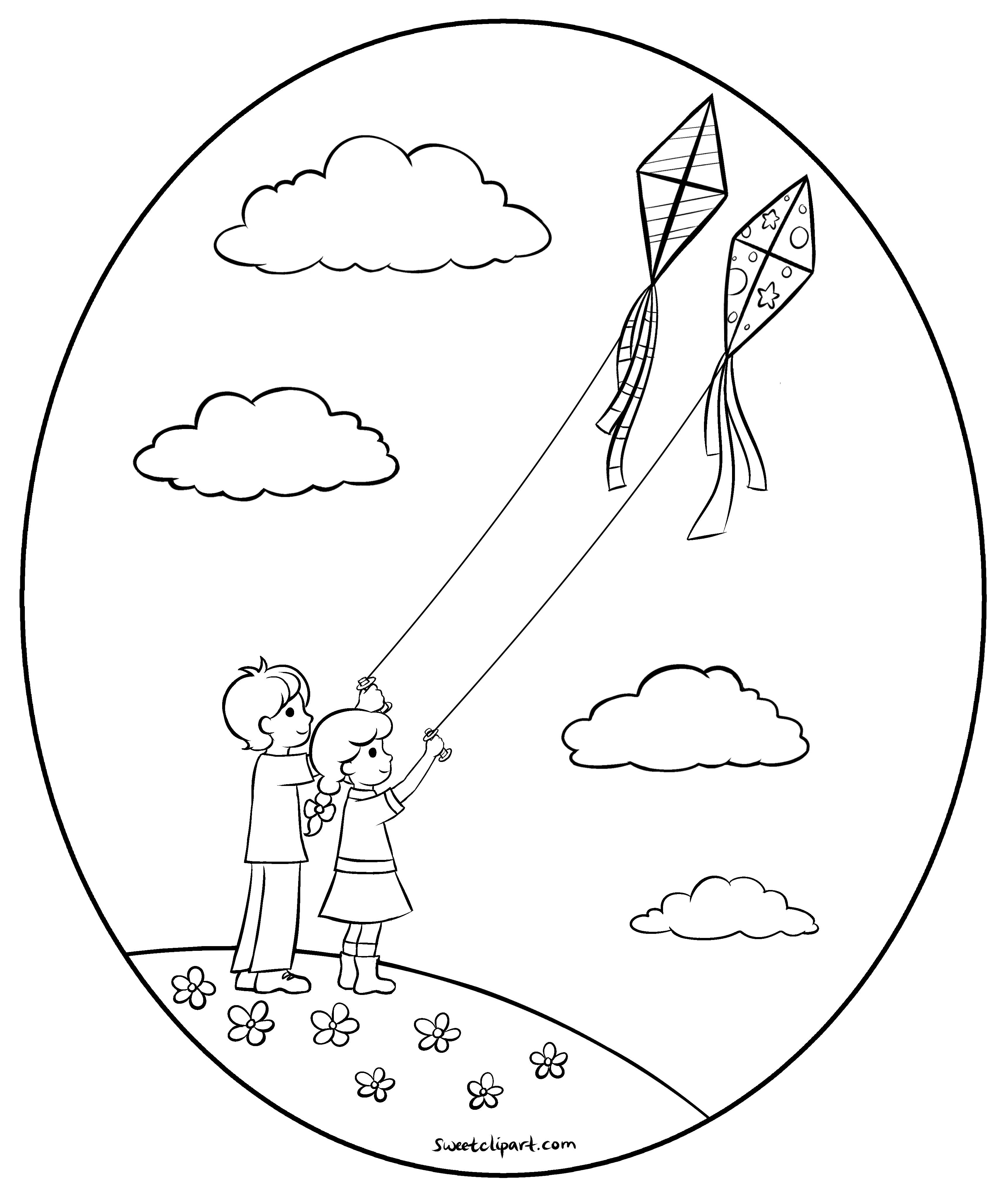 Flying Kites Coloring Page 3448x4068 Flying Kites Coloring Page