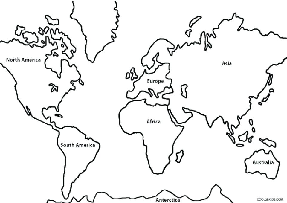 Map Of The World Coloring Page Free Simple World Map Coloring 960x679 Map Of The World Coloring Page Free Simple World Map Coloring