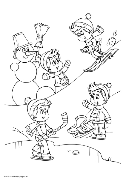 Children Playing In Snow Colouring Page Mummypages.mummypages.ie 422x597 Children Playing In Snow Colouring Page Mummypages.mummypages.ie