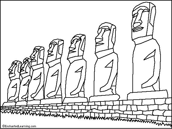 Easter Island Moai Coloring Page 569x426 Easter Island Moai Coloring Page