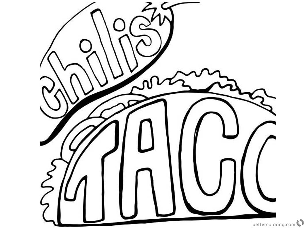 1070x800 Taco Coloring Page Chilis Taco