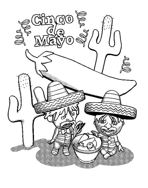 600x761 Two Mexican Eat Chili In Cinco De Mayo Coloring Pages Best Place