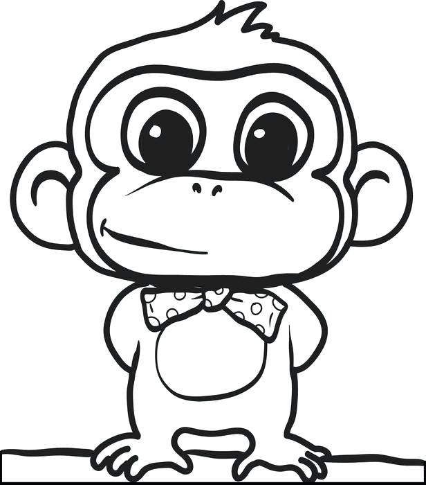 616x700 Chimpanzee Coloring Page Drawn Cartoon Color 8 Baby Chimpanzee