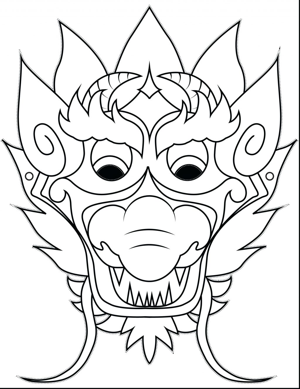 1024x1325 Coloring Page ~ Chinese Coloring Pages Outstanding Dragon Mask