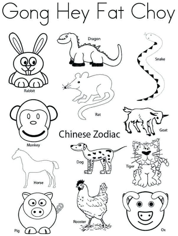 603x800 Chinese New Year Animals Coloring Pages Intended For Zodiac