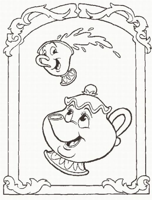 Mrs. Potts And Chip Coloring Page Beauty And The Beast Pages 517x678 Mrs. Potts And Chip Coloring Page Beauty And The Beast Pages