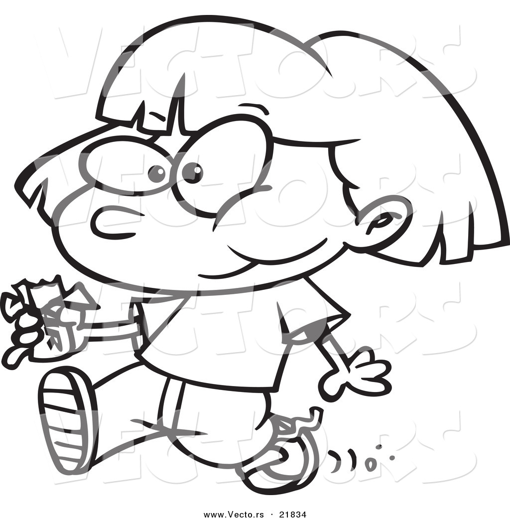 1024x1044 Vector Of A Cartoon Girl Walking And Eating A Candy Bar