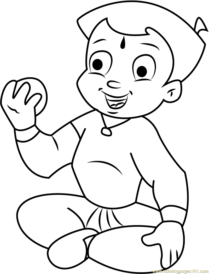 800x1048 Chota Bheem Eating Laddu Coloring Page