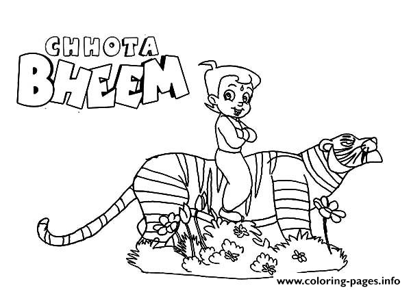 600x424 Chota Bheem Ride On Tiger Back Coloring Pages Printable Inside