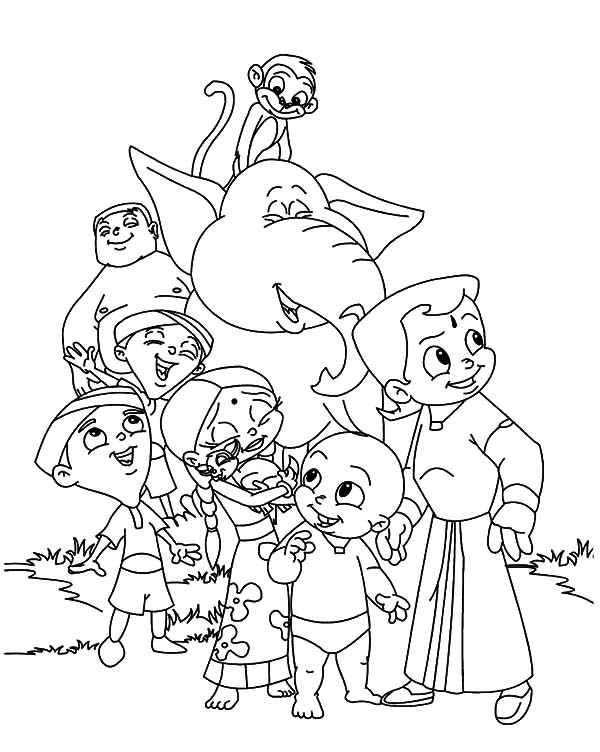 600x752 Chota Bheem And Friends Coloring Pages