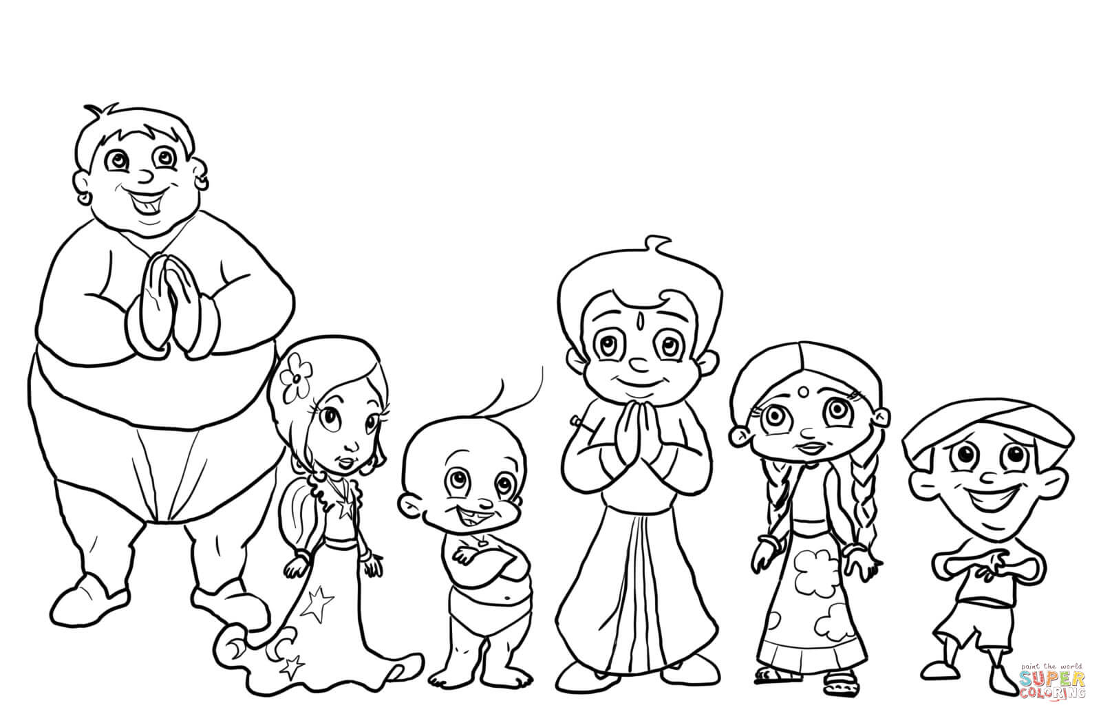 1600x1041 Chhota Bheem Characters Coloring Page Free Printable Coloring