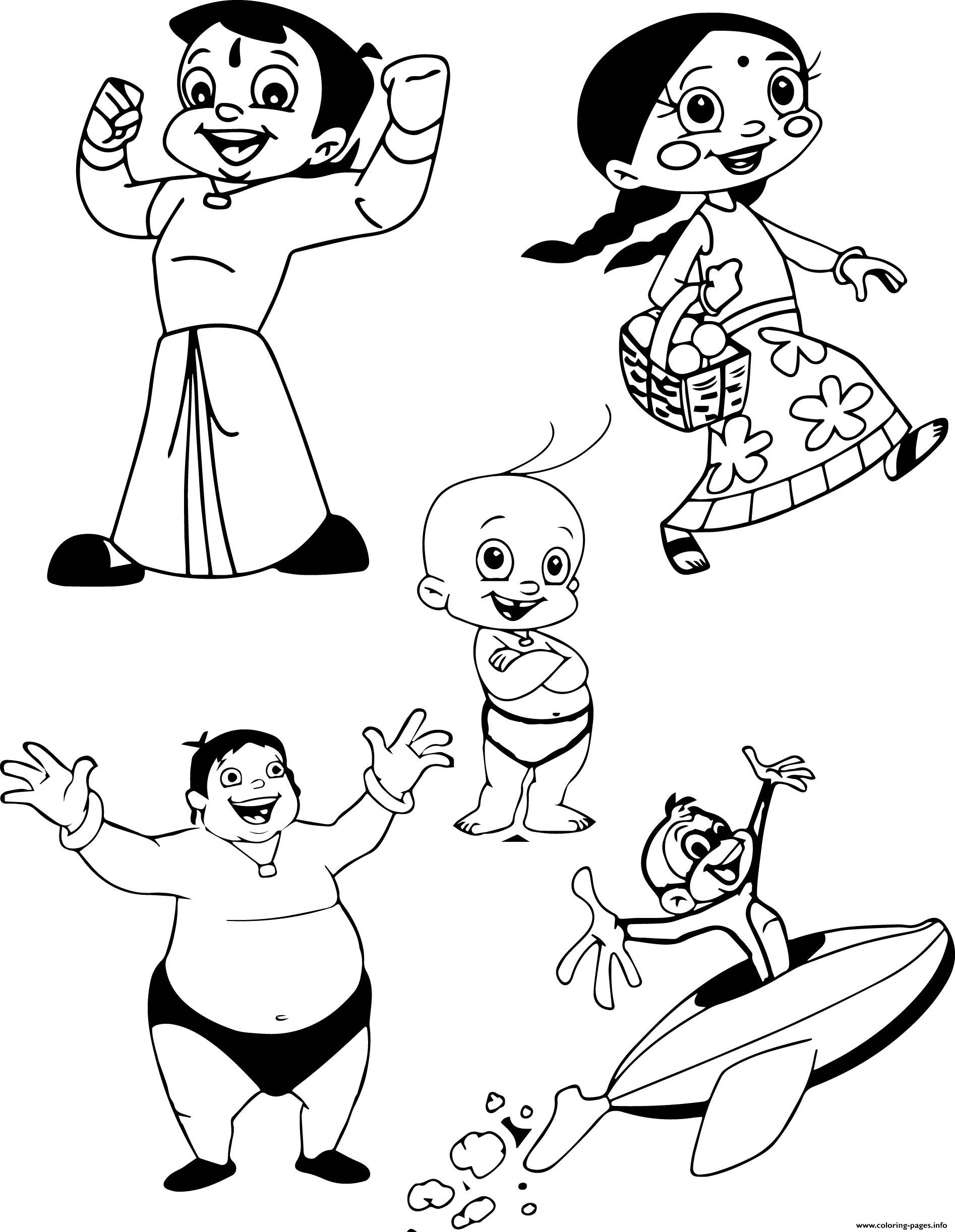 1894x2444 Chhota Bheem Characters Coloring Pages Printable