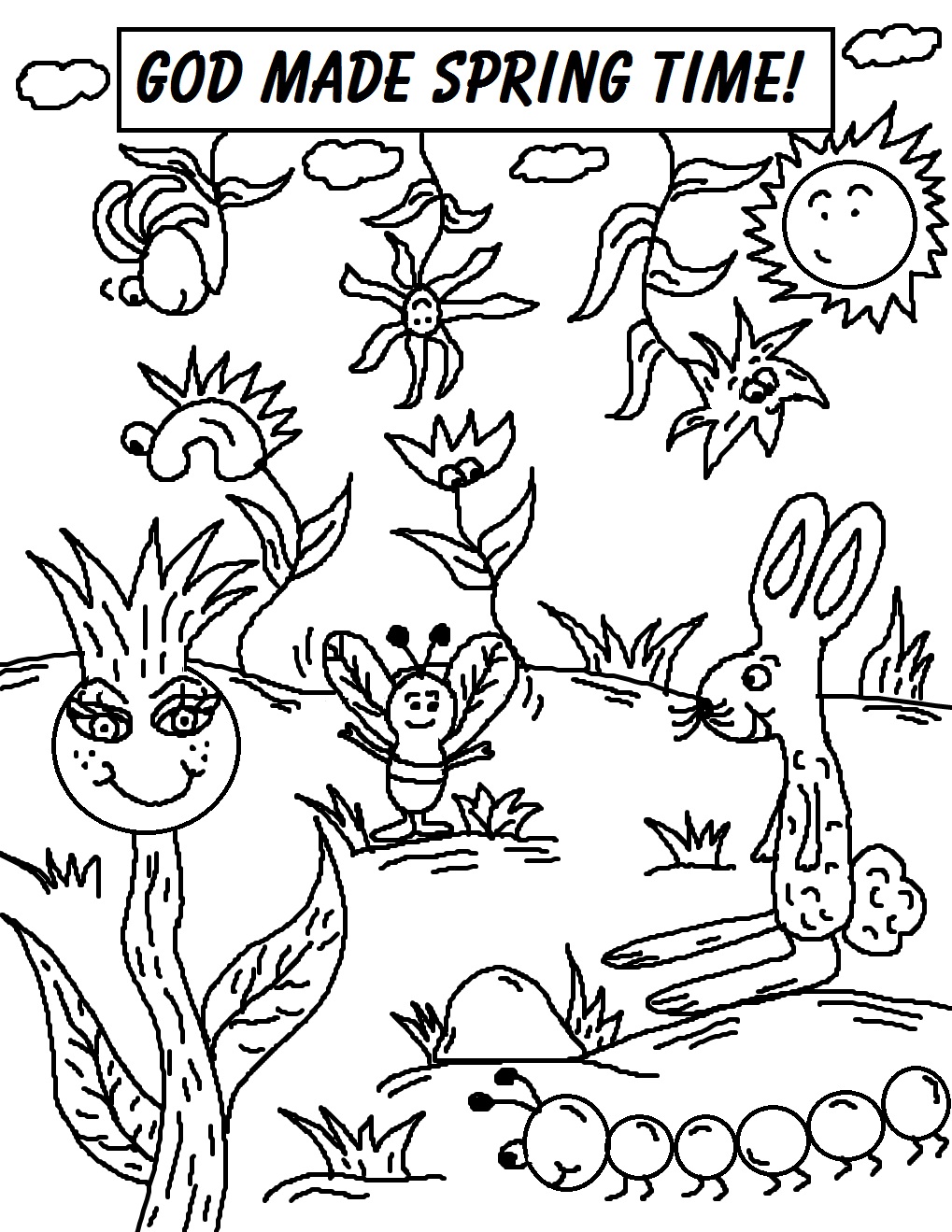 God Made Spring Coloring Page 1019x1319 God Made Spring Coloring Page