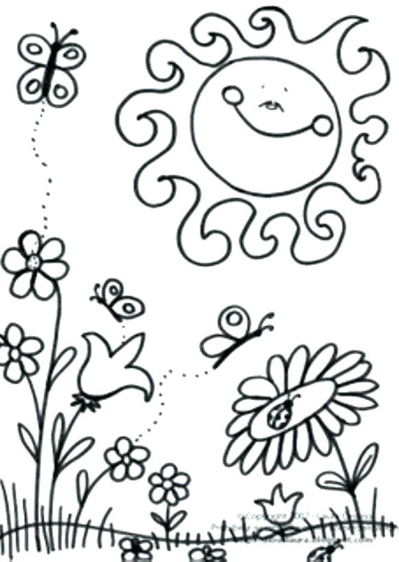 Free Spring Coloring Pages 580x816 Free Spring Coloring Pages