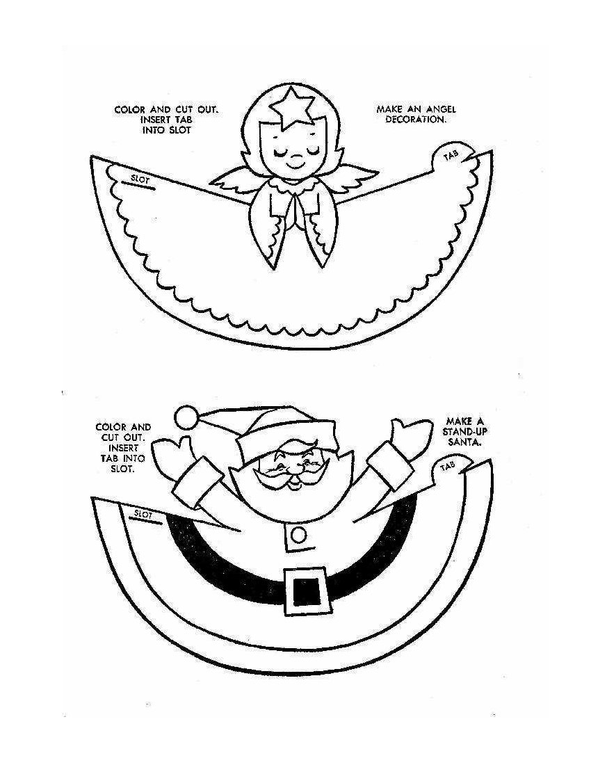 850x1100 Christmas Cut Outs Angel Santa Activity Coloring Pages Coloring