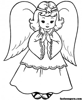 277x338 Christmas Angels Coloring Page Print Out For Kids