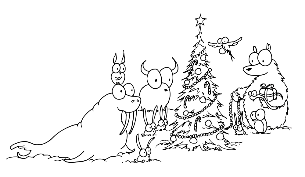 1000x583 Coloring Page Animals Decorating A Christmas Tree