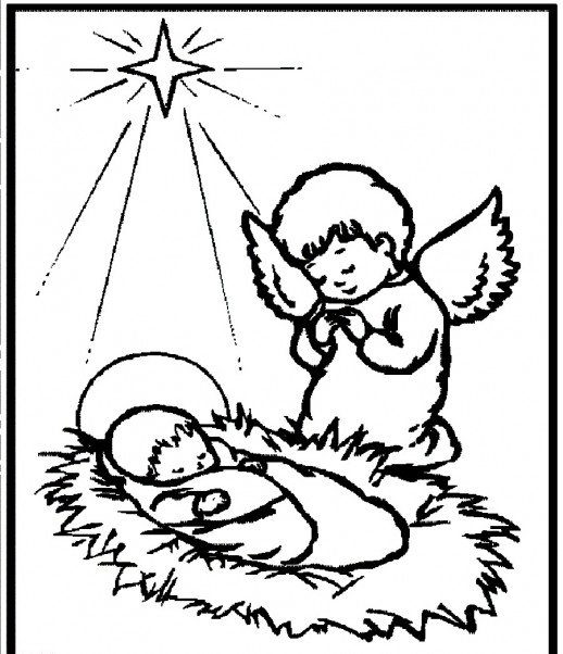 518x602 A Little Angel Praying For Baby Jesus The World Savier Christmas