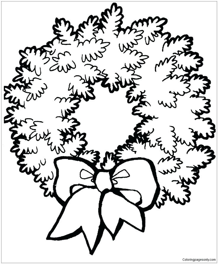 Christmas Bow Coloring Page Wreath With Bow Coloring Page 735x892 Christmas Bow Coloring Page Wreath With Bow Coloring Page