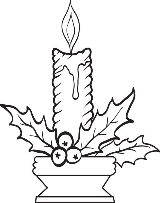 Christmas Candles Coloring Page 551x700 Christmas Candles Coloring Page