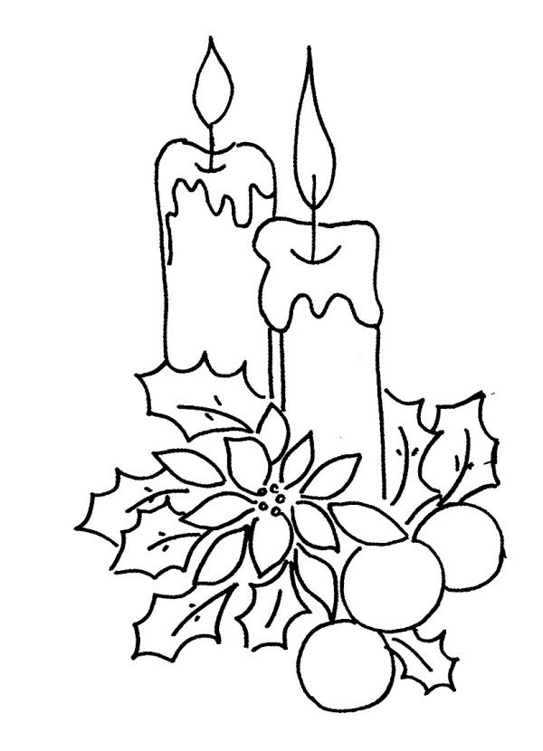 Christmas Tree Candles Coloring Pages 600x830 Christmas Tree Candles Coloring Pages