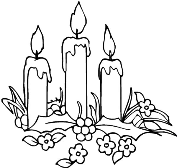 Decorating Christmas Candle Coloring Pages 600x569 Decorating Christmas Candle Coloring Pages
