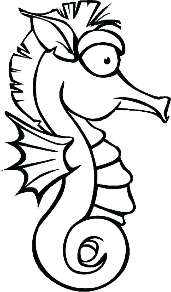 600x1022 Lovely Horse Coloring Pages For Kids Or Seahorse As A Cartoon