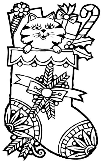 Christmas Cat Coloring Pages 339x540 Christmas Cat Coloring Pages