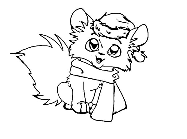 Christmas Kitty Cat Coloring Page 600x449 Christmas Kitty Cat Coloring Page