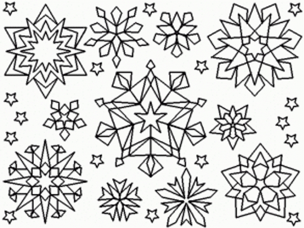 1024x768 Snow Flake Coloring Page