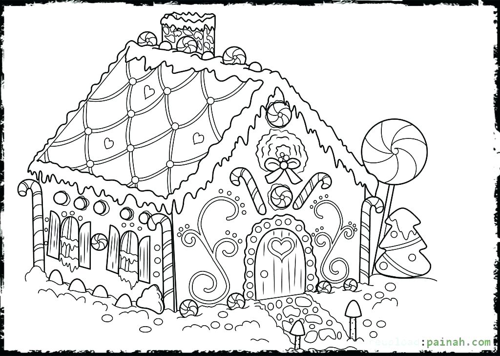 House Coloring Pages Printable Easy Gingerbread House Coloring 1024x728 House Coloring Pages Printable Easy Gingerbread House Coloring